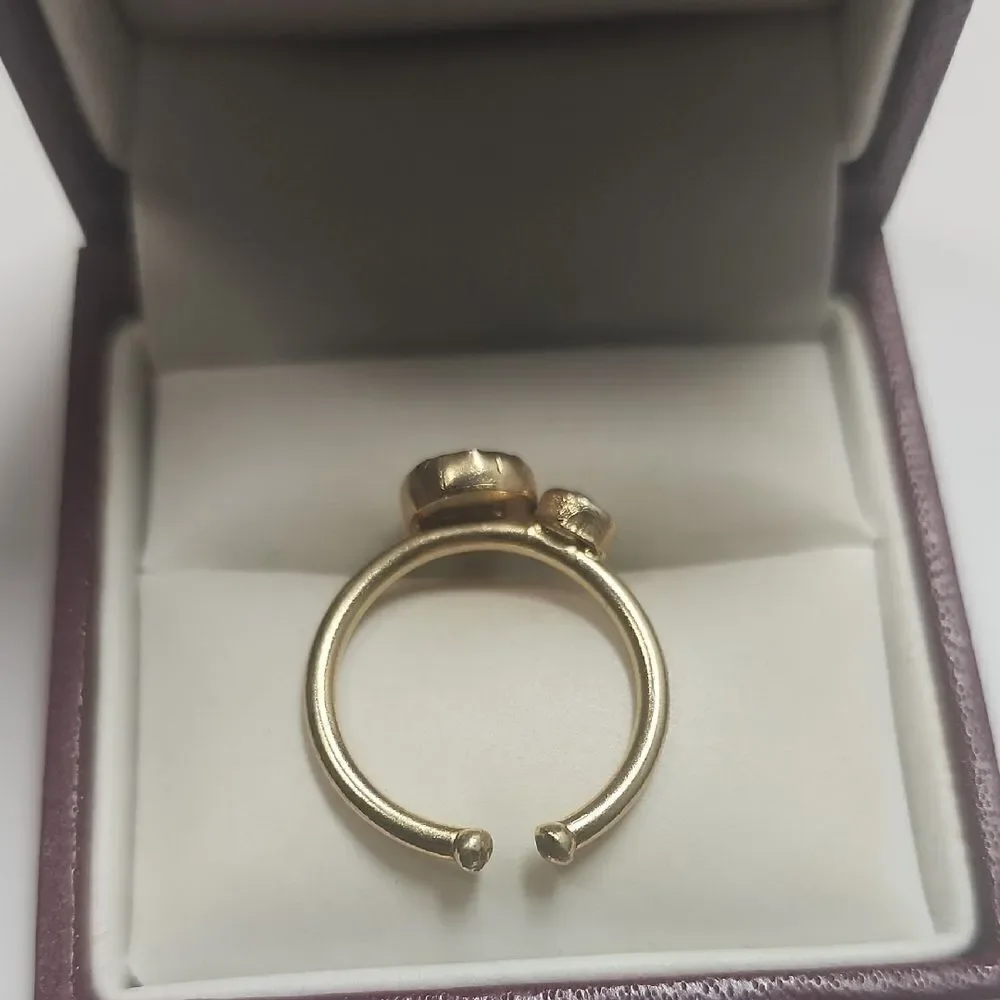 Gold Plated Ring With Ruby Semi Precious Gemstone Size 7.5